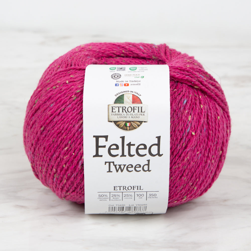 Etrofil Felted Tweed Fuşya El Örgü İpi - 73420